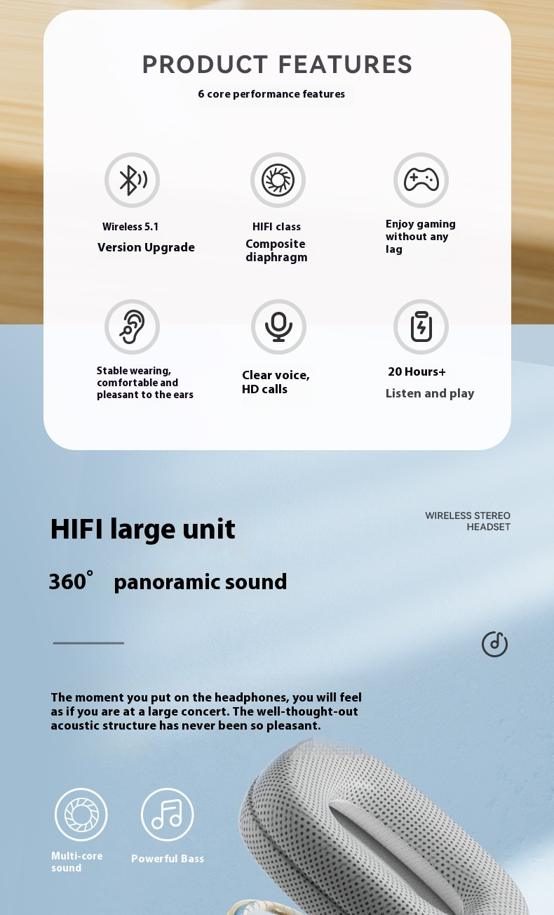 Hot-Selling Compatible with Apple P9 Pro Max Over-Ear Headphones with Deep Bass Wireless Bluetooth Earphones