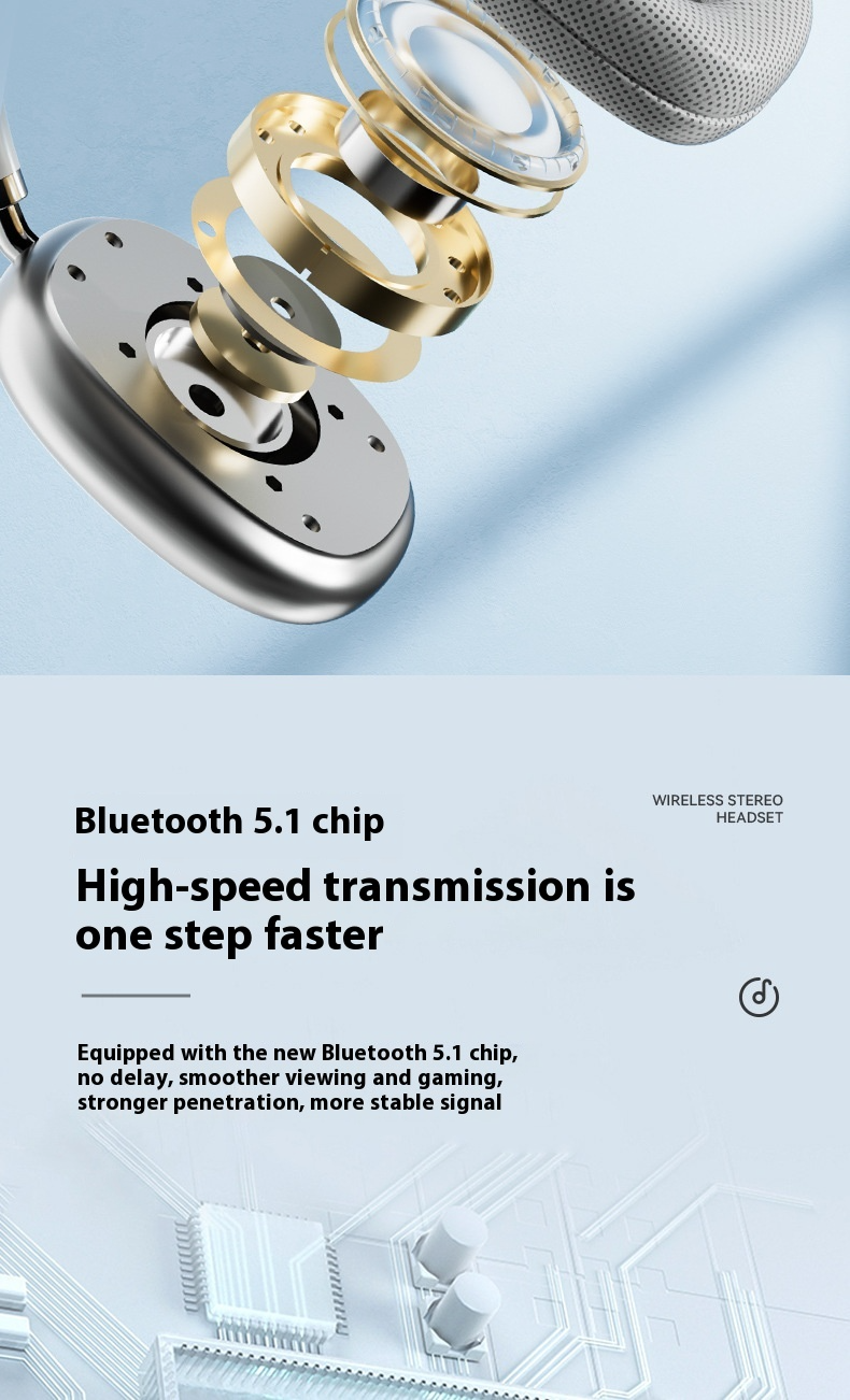 Hot-Selling Compatible with Apple P9 Pro Max Over-Ear Headphones with Deep Bass Wireless Bluetooth Earphones