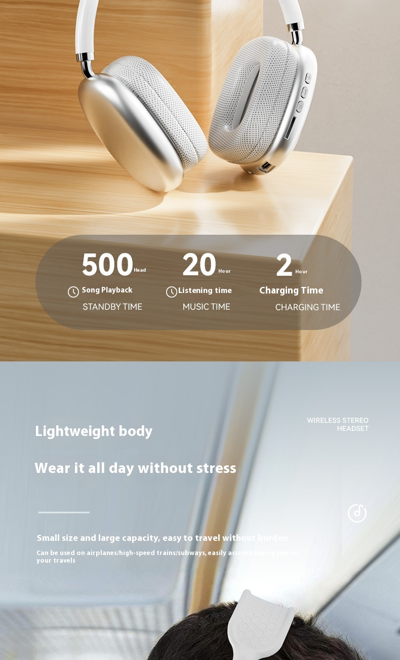 Hot-Selling Compatible with Apple P9 Pro Max Over-Ear Headphones with Deep Bass Wireless Bluetooth Earphones