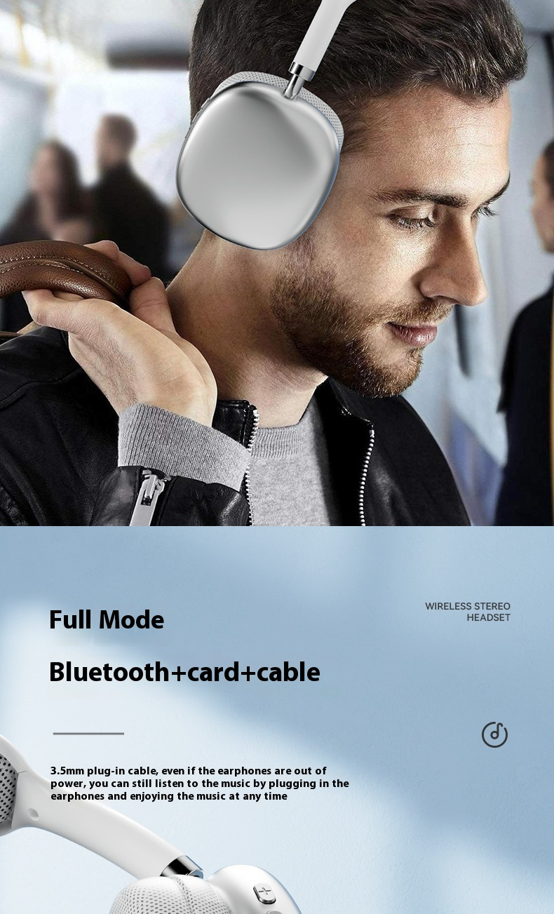 Hot-Selling Compatible with Apple P9 Pro Max Over-Ear Headphones with Deep Bass Wireless Bluetooth Earphones