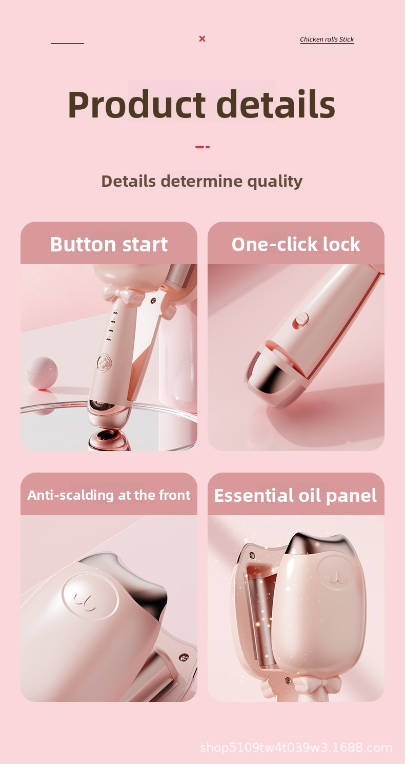 Chicken rolls perm 32mm cat ear water ripple fast curling hair curling stick French big wave curling splint roll