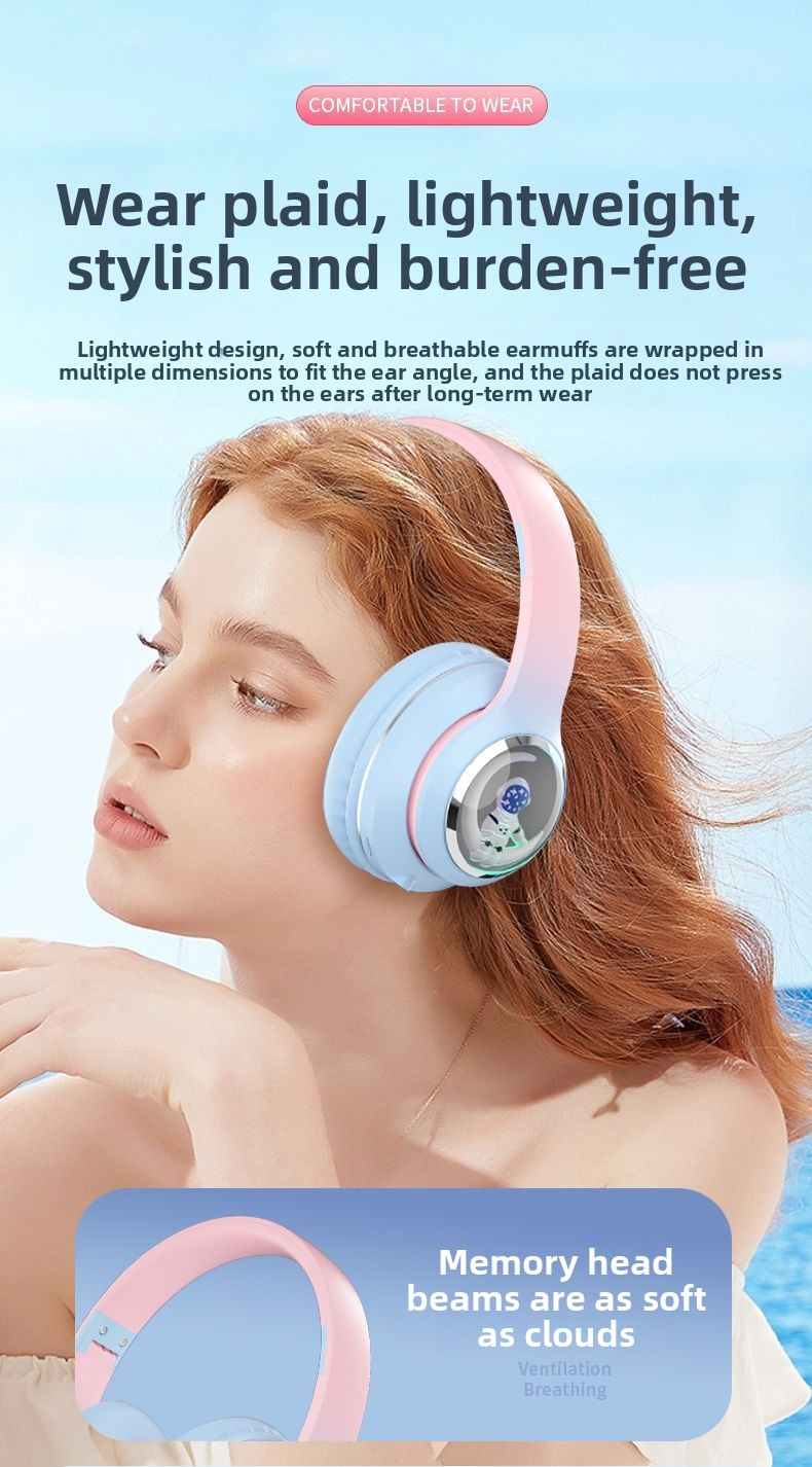 2025 new head mounted wireless Bluetooth earphones, astronaut computer stereo sound, sports game noise cancelling earphones