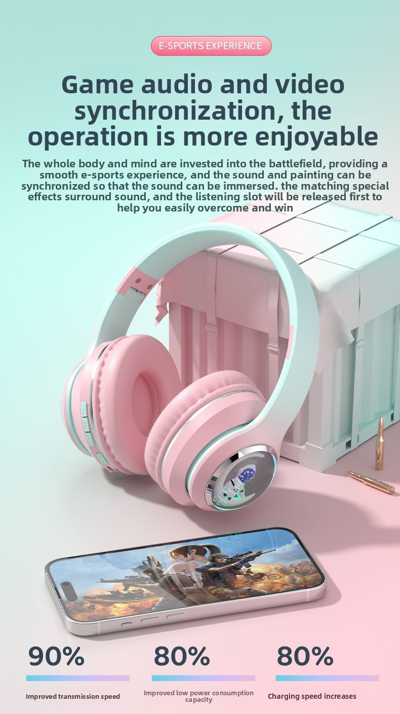 2025 new head mounted wireless Bluetooth earphones, astronaut computer stereo sound, sports game noise cancelling earphones
