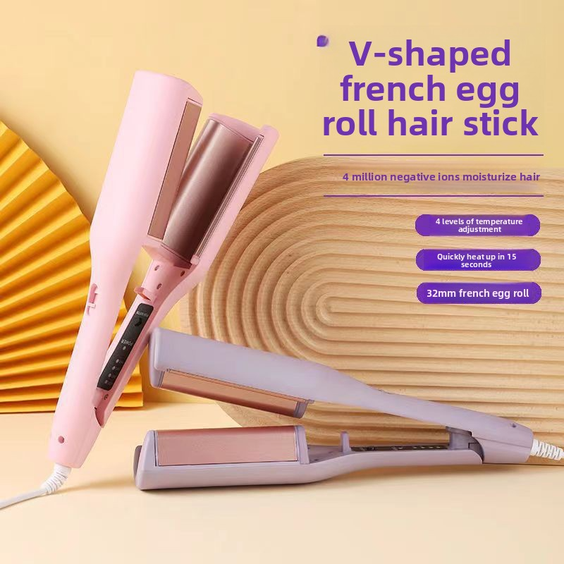 32mm French Curling Iron Water Wave Large Curl Wavy Wool Curl Iron Negative Ion Hair-Friendly Magic Tool