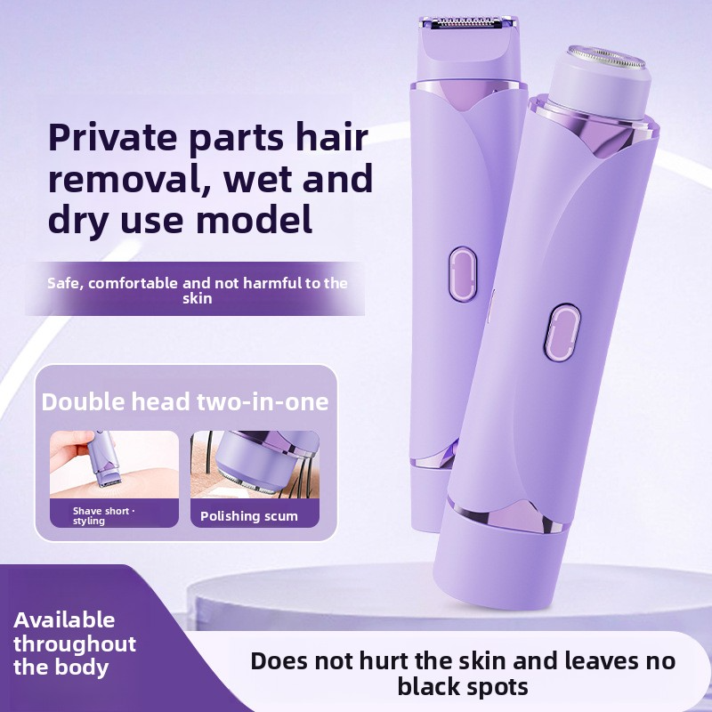 Hair Removal Device for Women, Dual-Head Shaver, Private Area Pubic Hair Trimmer, Electric Hair Removal Razor, Unisex Hair Removal Tool