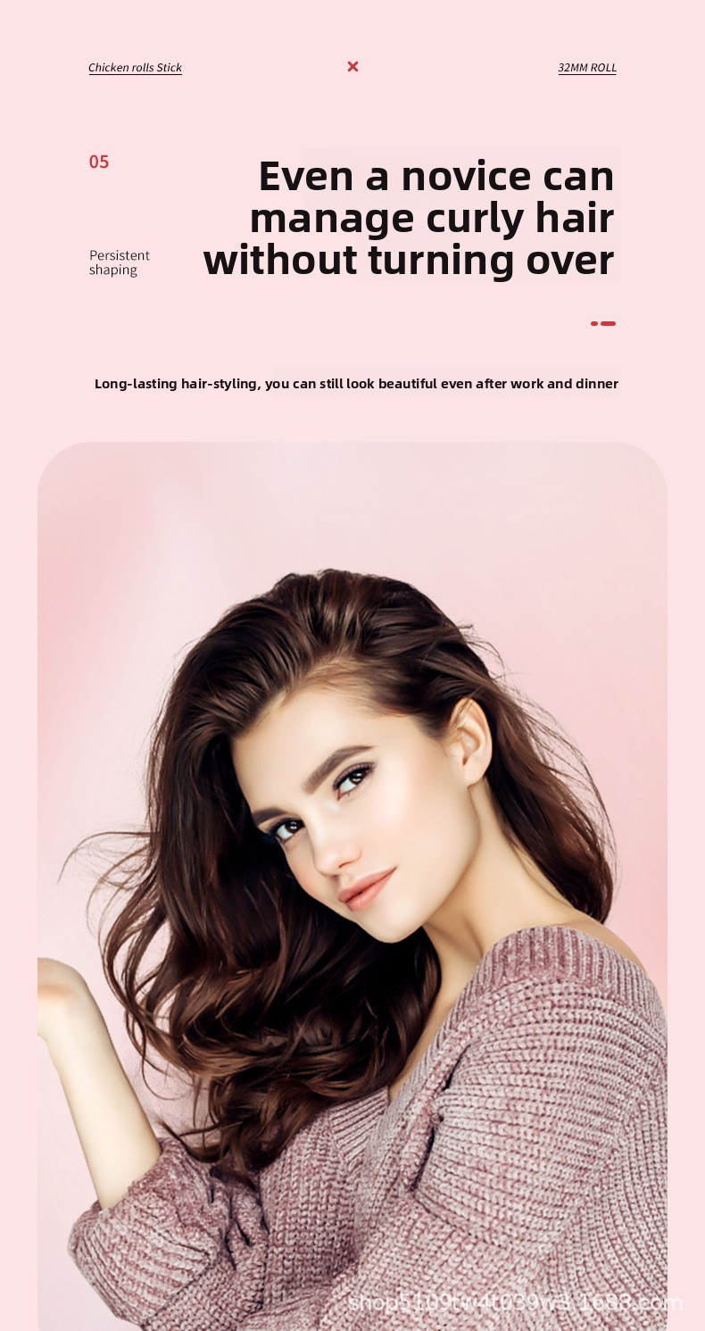 Chicken rolls perm 32mm cat ear water ripple fast curling hair curling stick French big wave curling splint roll