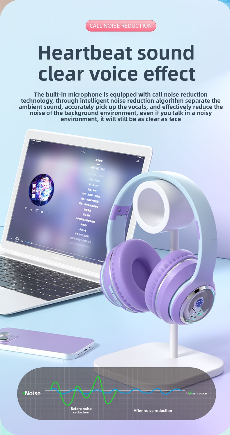 2025 new head mounted wireless Bluetooth earphones, astronaut computer stereo sound, sports game noise cancelling earphones