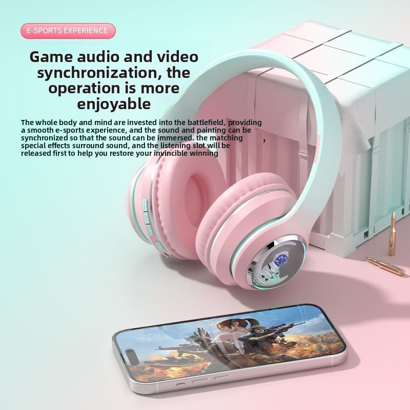 2025 new head mounted wireless Bluetooth earphones, astronaut computer stereo sound, sports game noise cancelling earphones