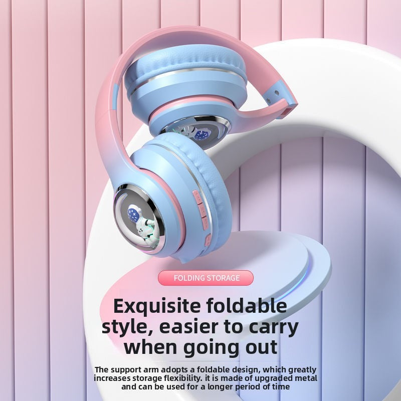 2025 new head mounted wireless Bluetooth earphones, astronaut computer stereo sound, sports game noise cancelling earphones