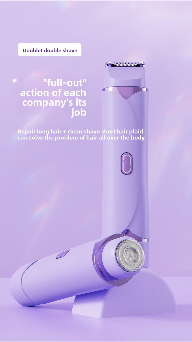 Hair Removal Device for Women, Dual-Head Shaver, Private Area Pubic Hair Trimmer, Electric Hair Removal Razor, Unisex Hair Removal Tool