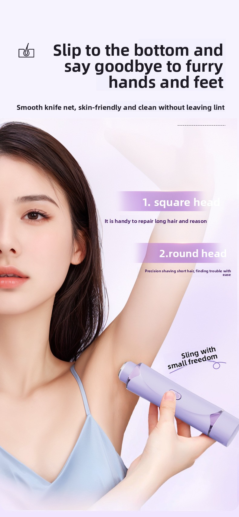 Hair Removal Device for Women, Dual-Head Shaver, Private Area Pubic Hair Trimmer, Electric Hair Removal Razor, Unisex Hair Removal Tool