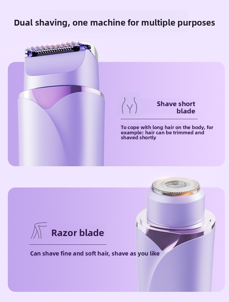 Hair Removal Device for Women, Dual-Head Shaver, Private Area Pubic Hair Trimmer, Electric Hair Removal Razor, Unisex Hair Removal Tool