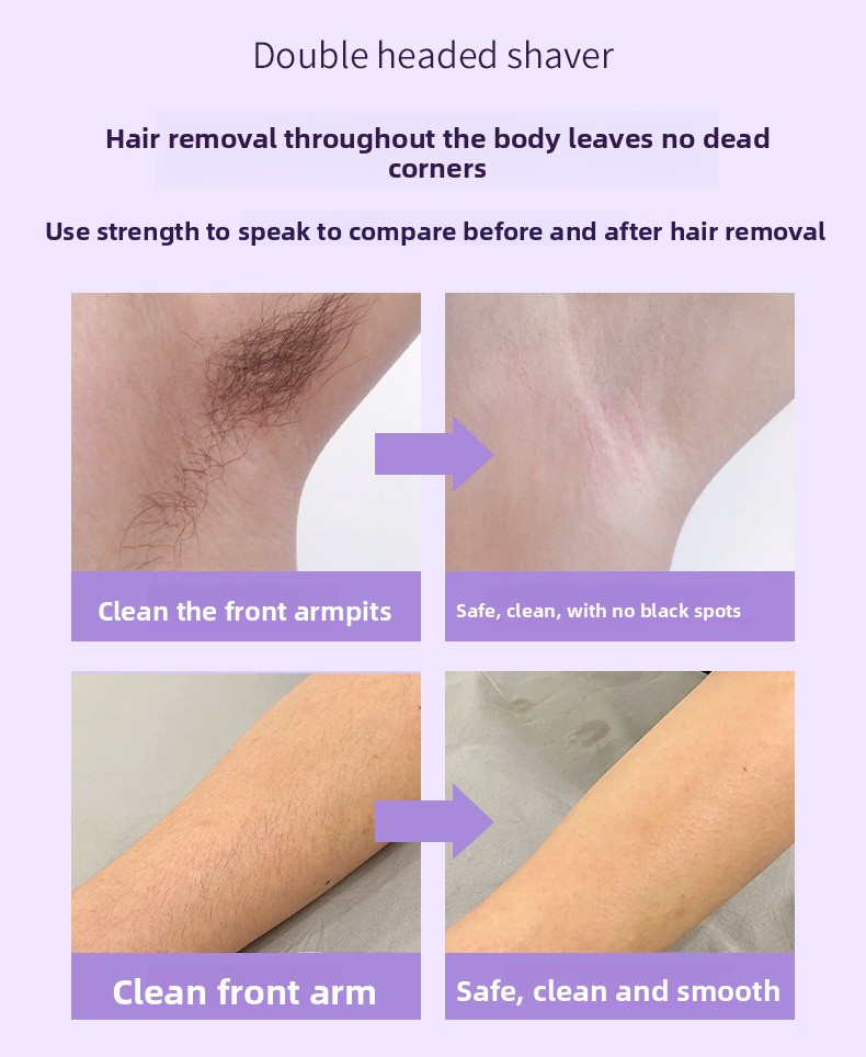 Hair Removal Device for Women, Dual-Head Shaver, Private Area Pubic Hair Trimmer, Electric Hair Removal Razor, Unisex Hair Removal Tool