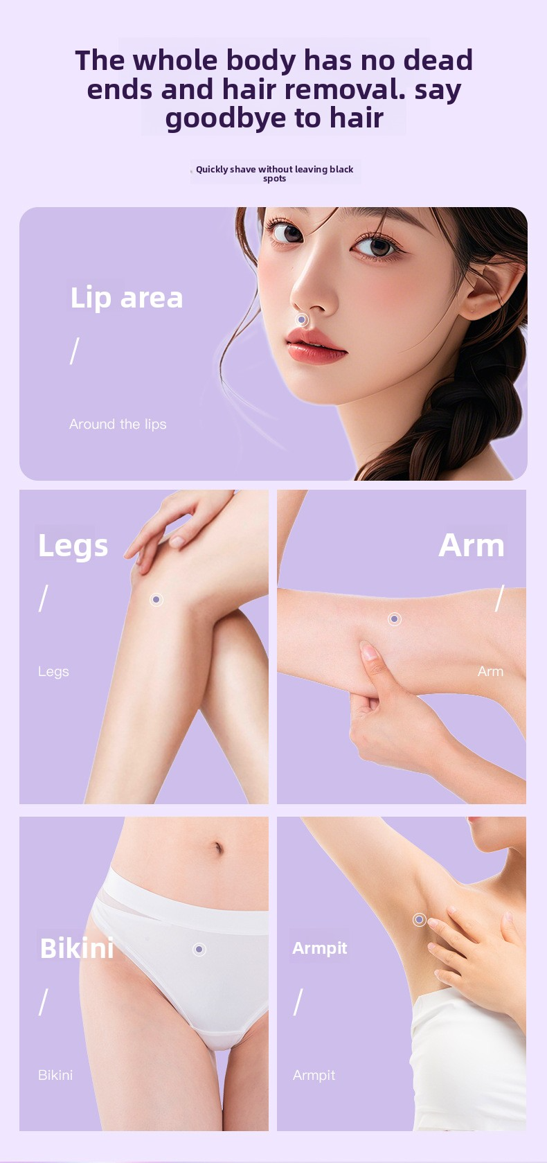 Hair Removal Device for Women, Dual-Head Shaver, Private Area Pubic Hair Trimmer, Electric Hair Removal Razor, Unisex Hair Removal Tool