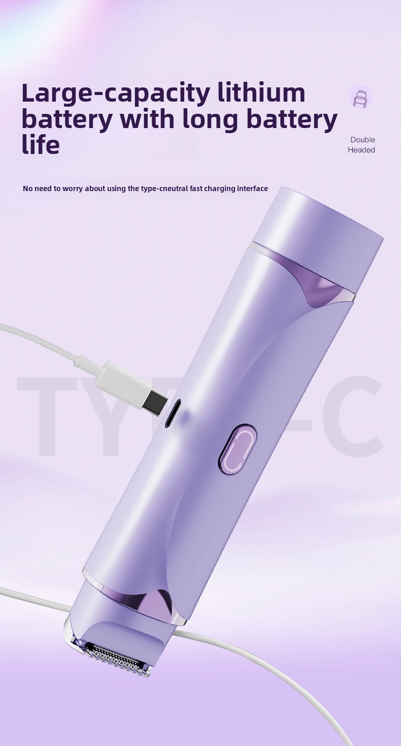 Hair Removal Device for Women, Dual-Head Shaver, Private Area Pubic Hair Trimmer, Electric Hair Removal Razor, Unisex Hair Removal Tool