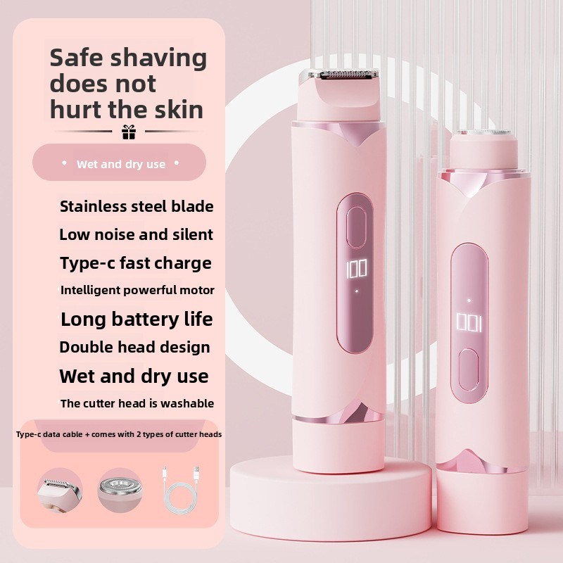 Hair Removal Device for Women, Dual-Head Shaver, Private Area Pubic Hair Trimmer, Electric Hair Removal Razor, Unisex Hair Removal Tool