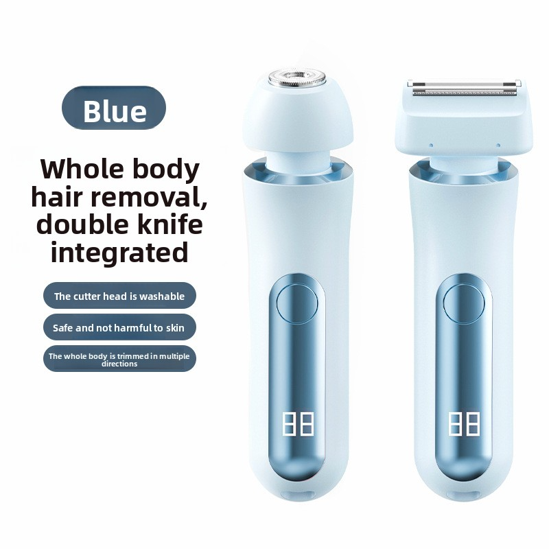 Hair Removal Device for Women, Dual-Head Shaver, Private Area Pubic Hair Trimmer, Electric Hair Removal Razor, Unisex Hair Removal Tool