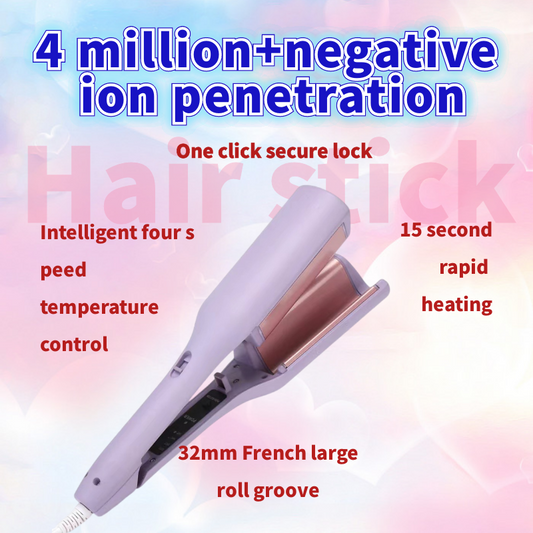 32mm French Curling Iron Water Wave Large Curl Wavy Wool Curl Iron Negative Ion Hair-Friendly Magic Tool