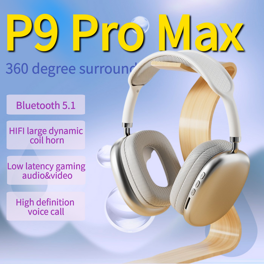 Hot-Selling Compatible with Apple P9 Pro Max Over-Ear Headphones with Deep Bass Wireless Bluetooth Earphones