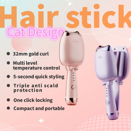 Chicken rolls perm 32mm cat ear water ripple fast curling hair curling stick French big wave curling splint roll