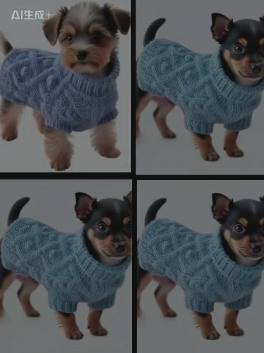 Handmade knitted wool sweater for dogs